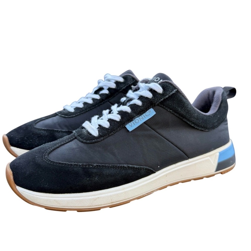Vionic Breilyn Sneakers Womens 10 Black Good Suede Nylon Walking Shoes